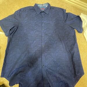Robert Graham men’s 2XL Dark Royal blue paisley shirt -short sleeve